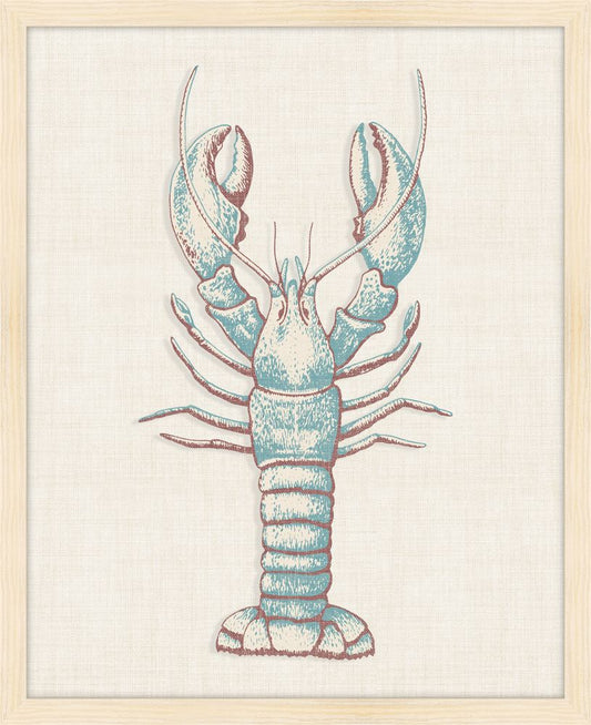 Blue Green Lobster on White Linen