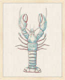 Blue Green Lobster on White Linen