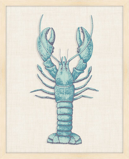 Blue Green  & Seafoam Lobster on White Linen