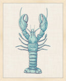 Blue Green  & Seafoam Lobster on White Linen