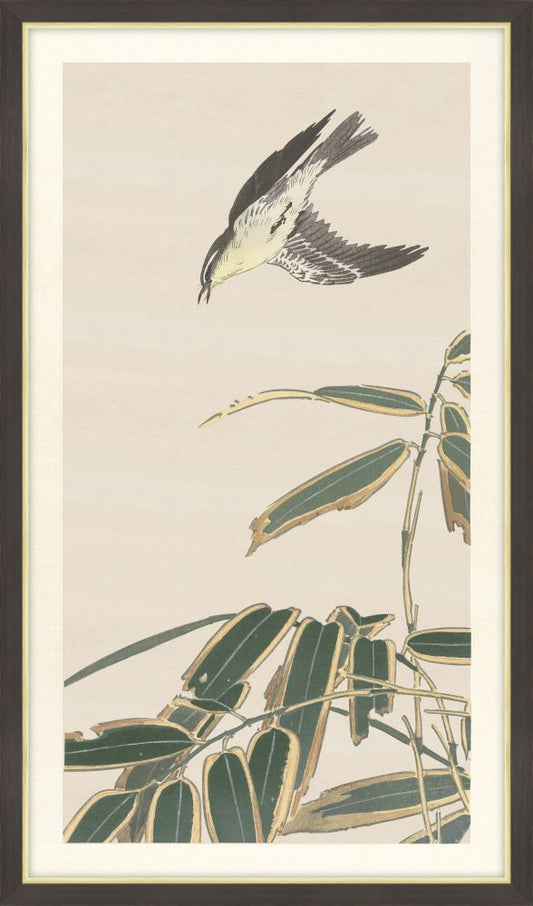 Wheatear near Bamboo, Ohara Koson