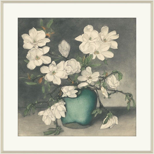 Magnolias in a Green Vase, Frans Everbag, 1923