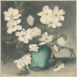 Magnolias in a Green Vase, Frans Everbag, 1923 on Canvas