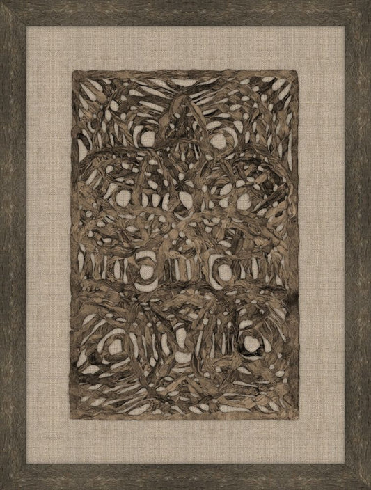 Amate Bark Brown Circles on Natural Linen