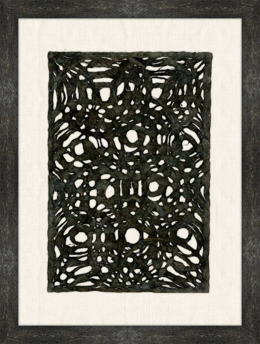 Amate Bark Black Circles on Oyster Linen