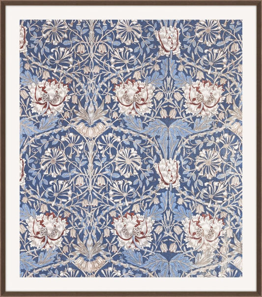 William Morris Honeysuckle in Blue and Beige