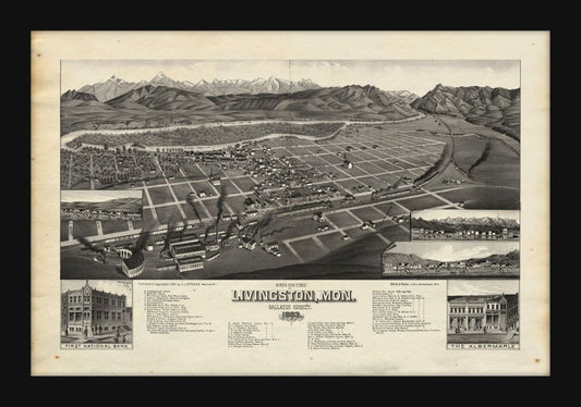 Birds Eye View, Livingston, Montana, 1883