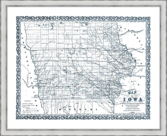 MAP OF IOWA IN BLUE