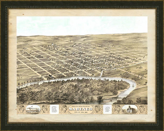 BIRD'S-EYE-VIEW OF THE CITY OF MARENGO, IOWA CO., IOWA 1868