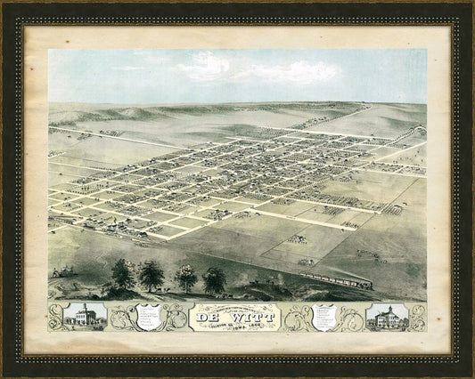 BIRD'S-EYE-VIEW OF THE CITY OF DE WITT, CLINTON CO., IOWA 1868