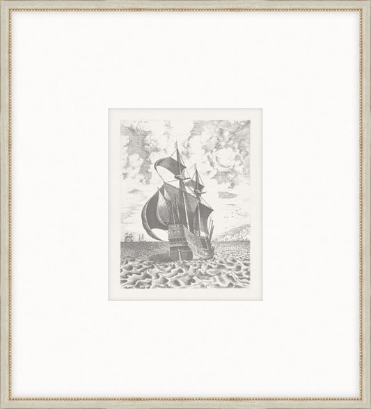 Sailing Vessels III- Armed Four Master Sailing Toward a Port