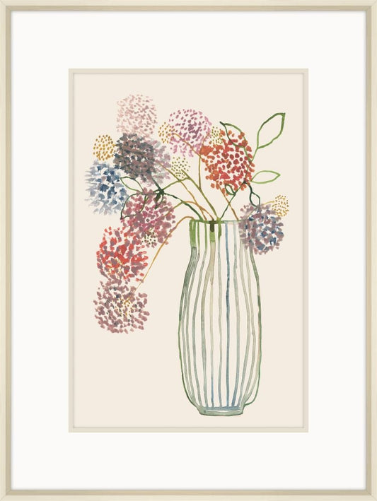 Blossoms in Striped Vase I