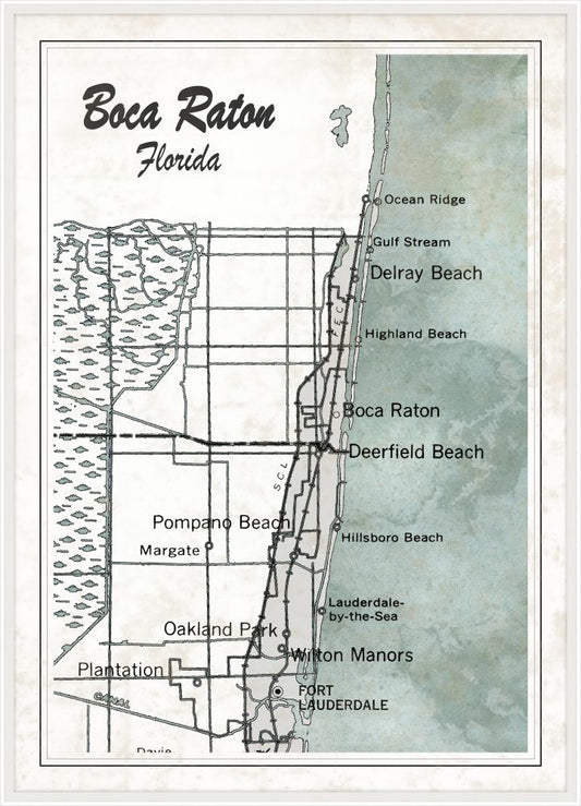 Boca Raton Aqua and White