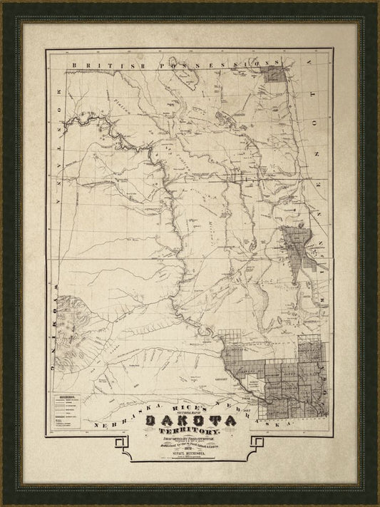 RICE'S SECTIONAL MAP OF DAKOTA TERRITORY, 1872