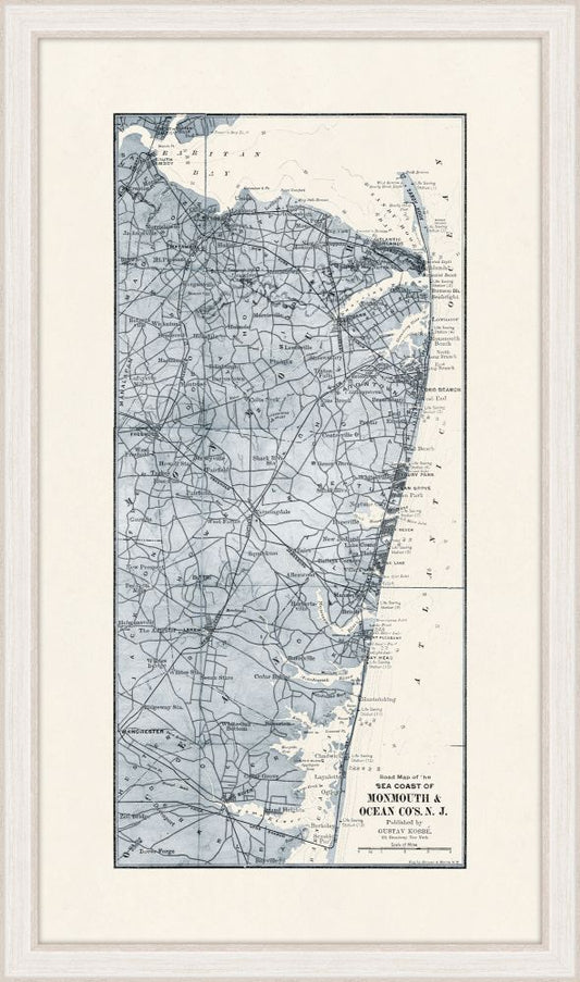 Map of the Coast of Monmouth and Ocean Counties, NJ, 1890
