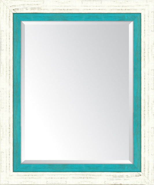 French White Large And Turquoise Mirror