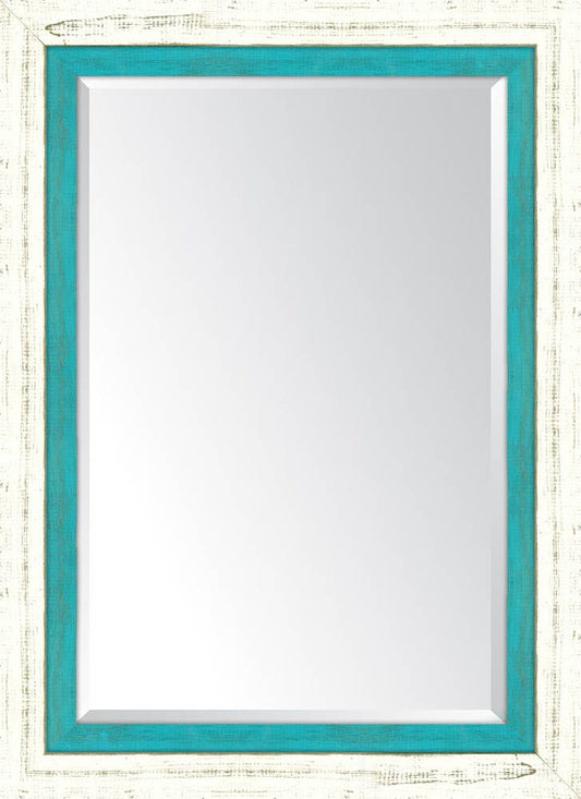 French White Large And Turquoise Mirror