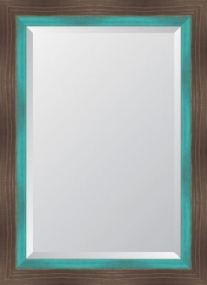 Farmhouse Brown Large And Turquoise Mirror