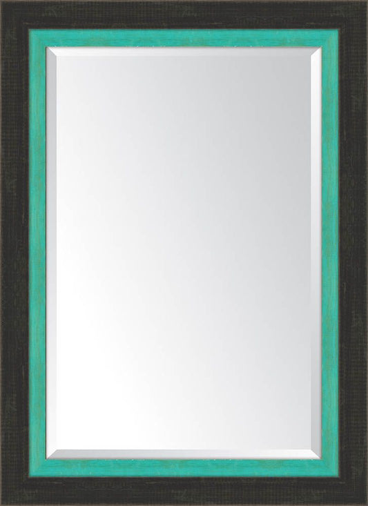 Slate Black Large And Turquoise Mirror