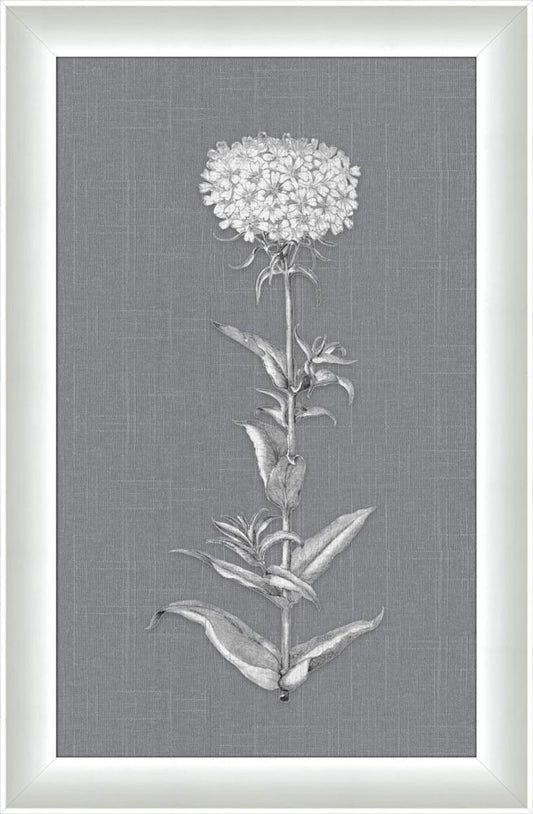 White Flora on Gray Linen I