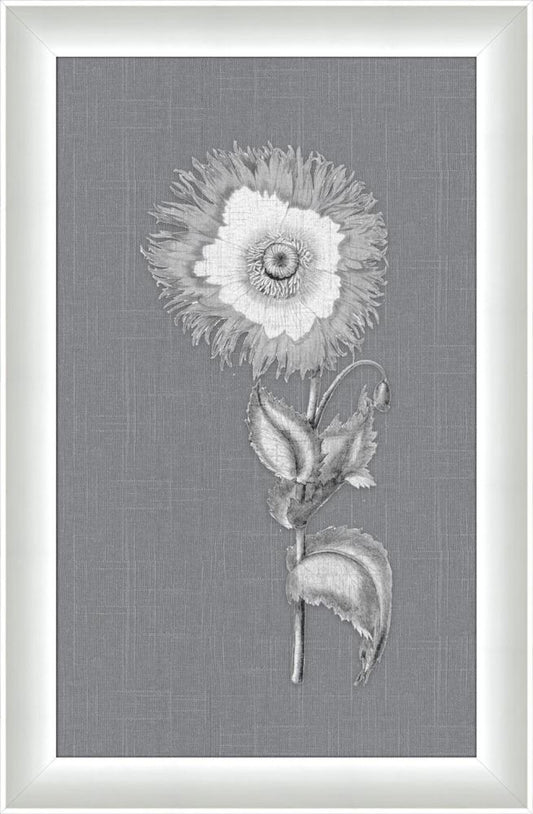 White Flora on Gray Linen II