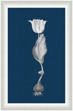 White Flora on Blue Linen III