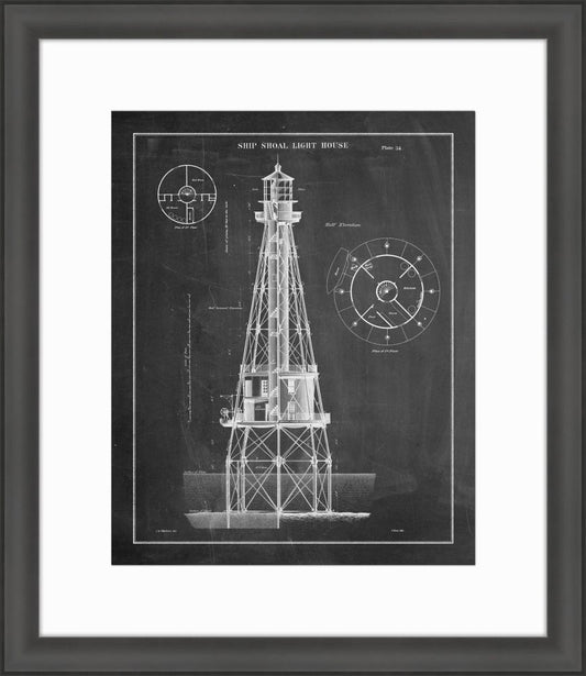 Ship Shoal Light House in Gray