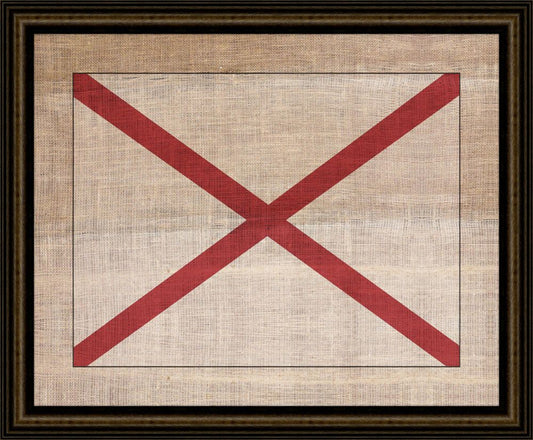 Alabama State Flag on Antique Burlap
