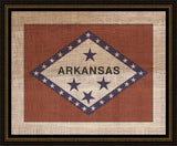 Arkansas State Flag on Antique Burlap
