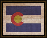 Colorado State Flag on Antique Burlap