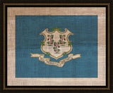 Connecticut State Flag on Antique Burlap