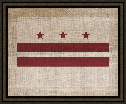 District of Columbia State Flag on Antique Burlap