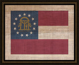 Georgia State Flag on Antique Burlap