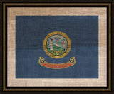 Idaho State Flag on Antique Burlap
