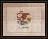 Illinois State Flag on Antique Burlap
