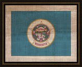 Minnesota State Flag on Antique Burlap