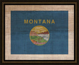 Montana State Flag on Antique Burlap