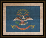 North Dakota State Flag on Antique Burlap