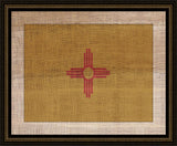 New Mexico State Flag on Antique Burlap