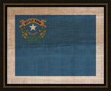 Nevada State Flag on Antique Burlap