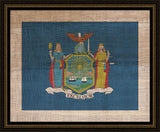 New York Flag on Antique Burlap