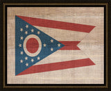 Ohio State Flag on Antique Burlap