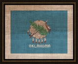 Oklahoma State Flag on Antique Burlap