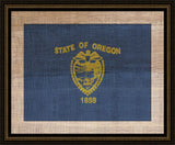 Oregon State Flag on Antique Burlap