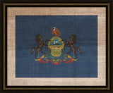 Pennsylvania State Flag on Antique Burlap