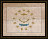 Rhode Island State Flag on Antique Burlap