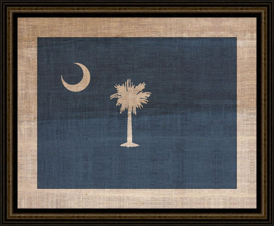 South Carolina State Flag on Antique Burlap
