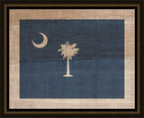 South Carolina State Flag on Antique Burlap