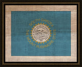 South Dakota State Flag on Antique Burlap