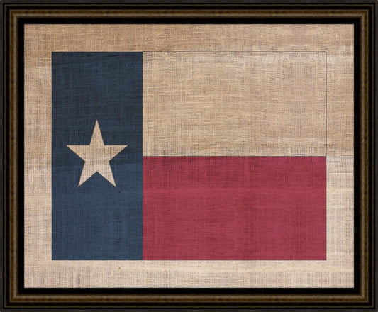 TEXAS STATE FLAG ON ANTIQUE BURLAP